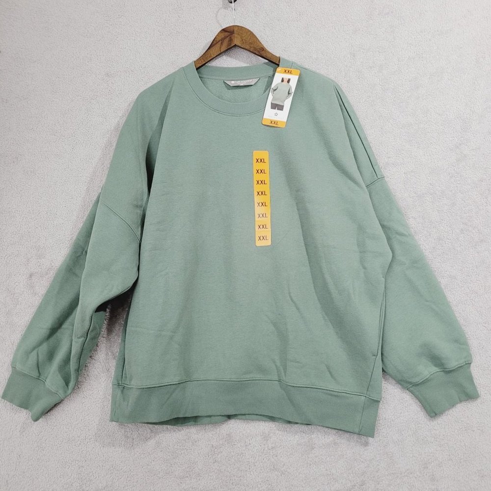 NEW Tuff Athletics Women's XXL Green Crewneck Sweatshirt Cotton Blend
